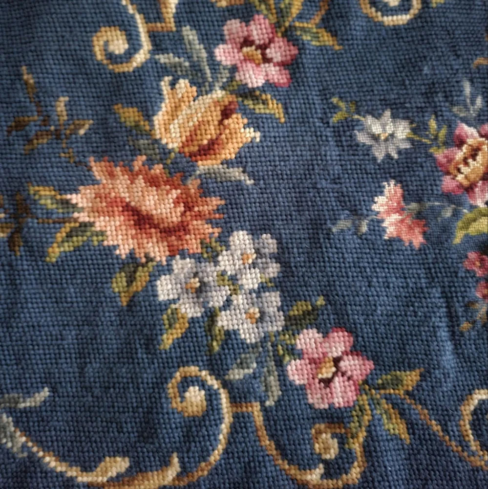 Antique 1921 French Needlepoint Tapestry - Louis XV Floral Design.